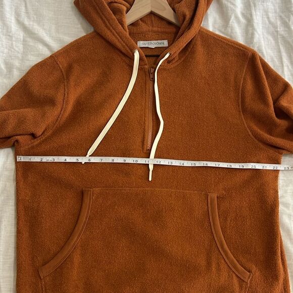 Outerknown Hightide Hoodie Drawstring Zip Terry Cloth Orange Men's Size M - Picture 6 of 7